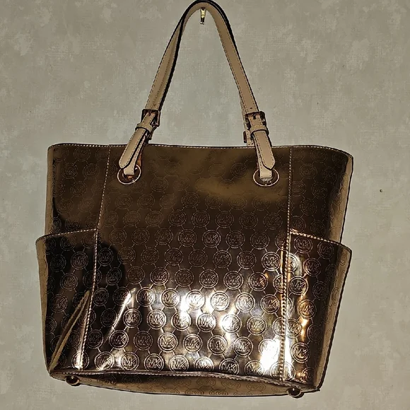 Michael Kors Shiny Bronze Rose Gold Tote - Picture 2 of 8